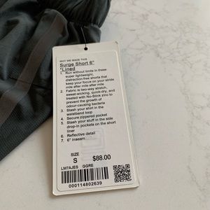 lululemon surge short 6” lined